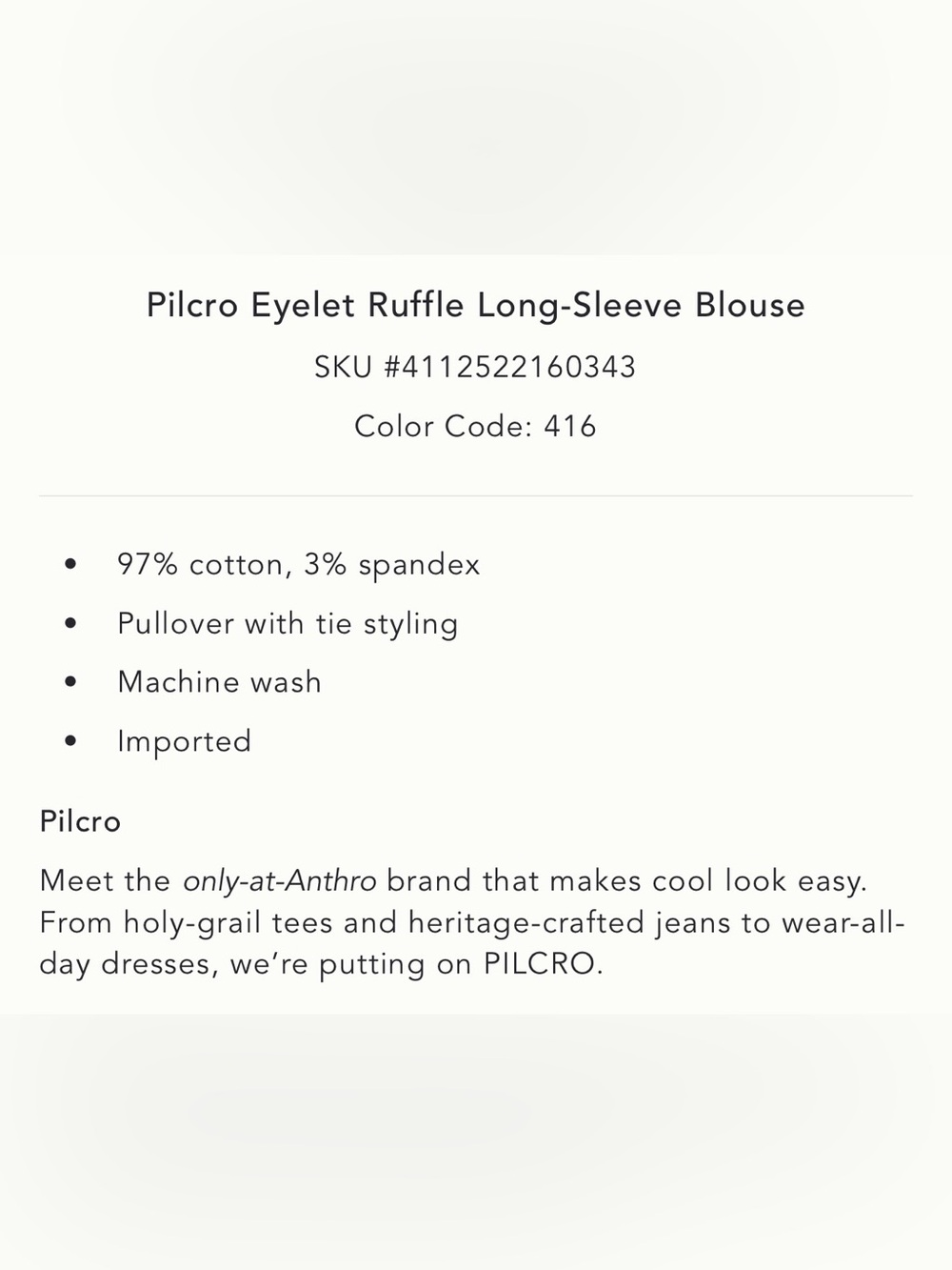 Pilcro eyelet ruffle long-sleeve blouse - Picture 6 of 6